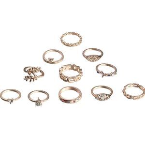 Set of 11 stackable knuckle rings